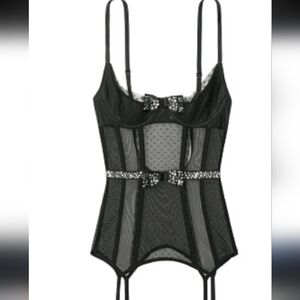 Victoria's Secret Rhinestone Satin Corset ✨🖤